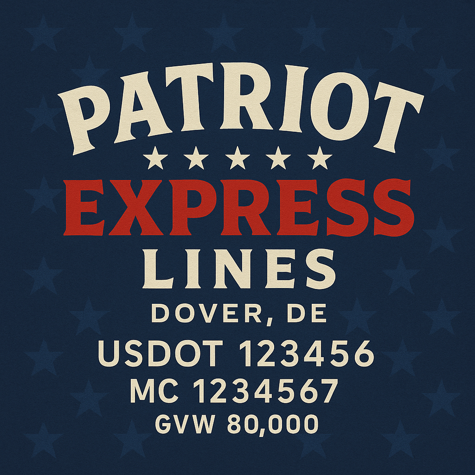 Custom Designed Trucking Door Decals with USDOT, MC, GVW, KYU, CA