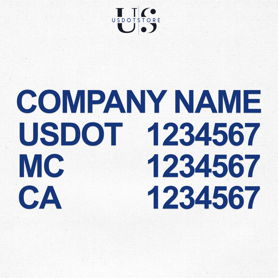 US DOT, MC, CA, GVW, KYU, VIN Truck Cab Set Decal Stickers