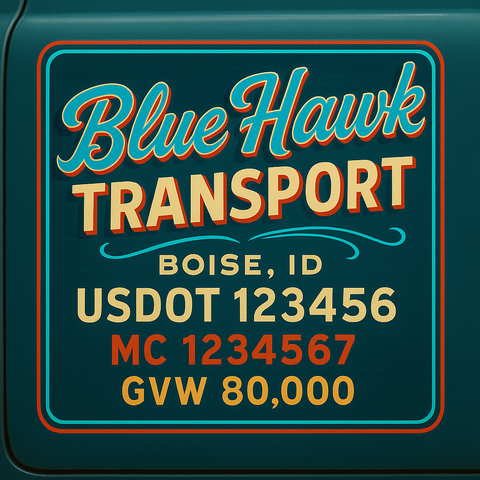 Custom Truck Door Lettering Decal Sticker Signs for US DOT Compliance | Custom USDOT Signs For Compliance | Add Your DOT, MC, GVW, CA, KYU, VIN Or Any Regulation Numbers You Need (Set of 2) (Copy)