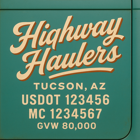 Custom Truck Door Lettering Decal Sticker Signs for US DOT Compliance | Custom USDOT Signs For Compliance | Add Your DOT, MC, GVW, CA, KYU, VIN Or Any Regulation Numbers You Need (Set of 2) (Copy)