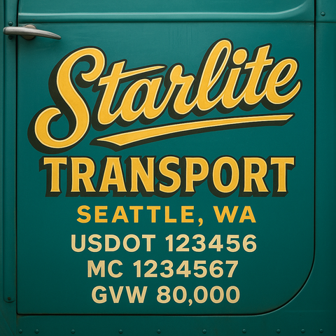Custom Truck Door Lettering Decal Sticker Signs for US DOT Compliance | Custom USDOT Signs For Compliance | Add Your DOT, MC, GVW, CA, KYU, VIN Or Any Regulation Numbers You Need (Set of 2)