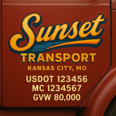 Custom Truck Door Lettering Decal Sticker Signs for US DOT Compliance | Custom USDOT Signs For Compliance | Add Your DOT, MC, GVW, CA, KYU, VIN Or Any Regulation Numbers You Need (Set of 2)