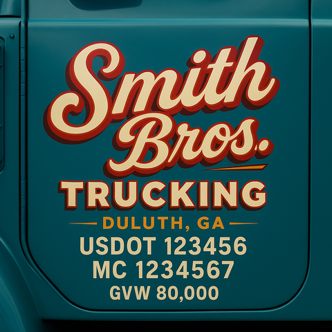 Custom Truck Door Lettering Decal Sticker Signs for US DOT Compliance | Custom USDOT Signs For Compliance | Add Your DOT, MC, GVW, CA, KYU, VIN Or Any Regulation Numbers You Need (Set of 2)