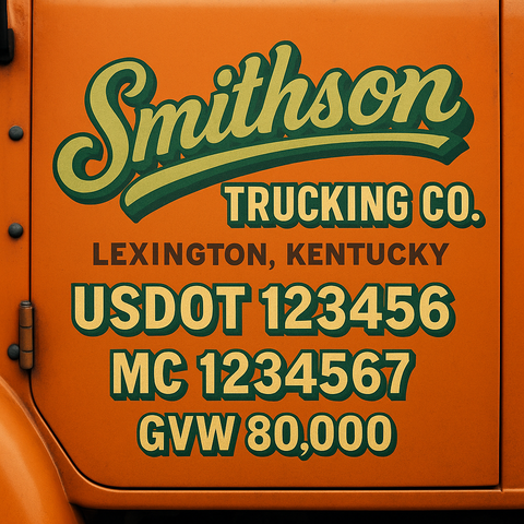 Custom Truck Door Lettering Decal Sticker Signs for US DOT Compliance | Custom USDOT Signs For Compliance | Add Your DOT, MC, GVW, CA, KYU, VIN Or Any Regulation Numbers You Need (Set of 2)