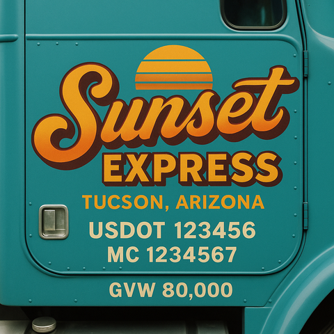 Custom Truck Door Lettering Decal Sticker Signs for US DOT Compliance | Custom USDOT Signs For Compliance | Add Your DOT, MC, GVW, CA, KYU, VIN Or Any Regulation Numbers You Need (Set of 2)