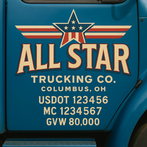 Custom Truck Door Lettering Decal Sticker Signs for US DOT Compliance | Custom USDOT Signs For Compliance | Add Your DOT, MC, GVW, CA, KYU, VIN Or Any Regulation Numbers You Need (Set of 2)
