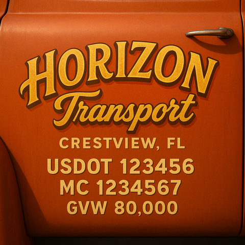 Custom Truck Door Lettering Decal Sticker Signs for US DOT Compliance | Custom USDOT Signs For Compliance | Add Your DOT, MC, GVW, CA, KYU, VIN Or Any Regulation Numbers You Need (Set of 2)