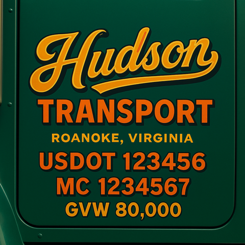 Custom Truck Door Lettering Decal Sticker Signs for US DOT Compliance | Custom USDOT Signs For Compliance | Add Your DOT, MC, GVW, CA, KYU, VIN Or Any Regulation Numbers You Need (Set of 2) (Copy)