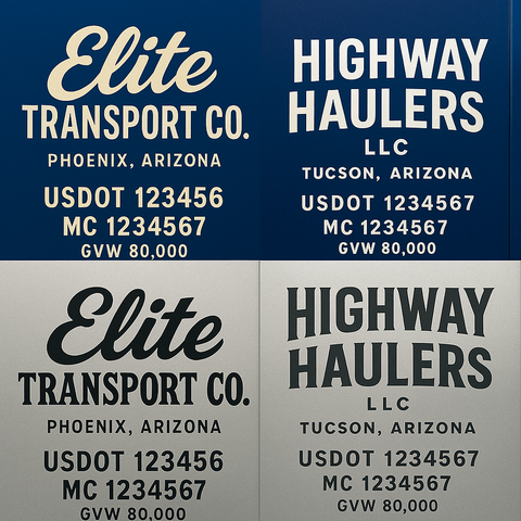 Custom Truck Door Lettering Decal Sticker Signs for US DOT Compliance | Custom USDOT Signs For Compliance | Add Your DOT, MC, GVW, CA, KYU, VIN Or Any Regulation Numbers You Need (Set of 2)