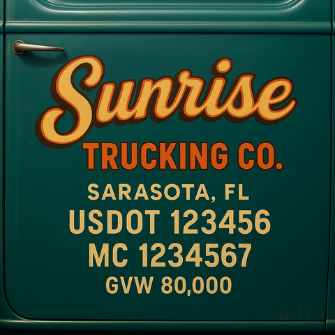 Custom Truck Door Lettering Decal Sticker Signs for US DOT Compliance | Custom USDOT Signs For Compliance | Add Your DOT, MC, GVW, CA, KYU, VIN Or Any Regulation Numbers You Need (Set of 2)