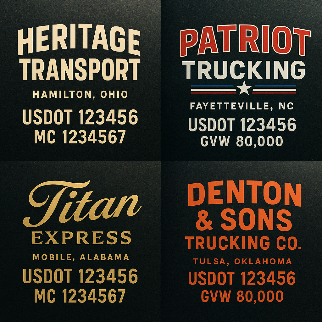 Custom Truck Door Lettering Decal Sticker Signs for US DOT Compliance ...