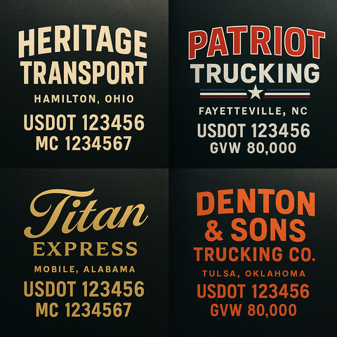 Custom Truck Door Lettering Decal Sticker Signs for US DOT Compliance | Custom USDOT Signs For Compliance | Add Your DOT, MC, GVW, CA, KYU, VIN Or Any Regulation Numbers You Need (Set of 2)