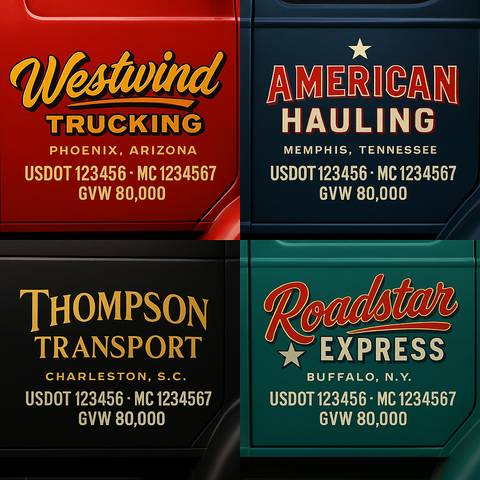 Custom Truck Door Lettering Decal Sticker Signs for US DOT Compliance | Custom USDOT Signs For Compliance | Add Your DOT, MC, GVW, CA, KYU, VIN Or Any Regulation Numbers You Need (Set of 2)