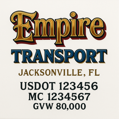 Custom Truck Door Lettering Decal Sticker Signs for US DOT Compliance | Custom USDOT Signs For Compliance | Add Your DOT, MC, GVW, CA, KYU, VIN Or Any Regulation Numbers You Need (Set of 2)