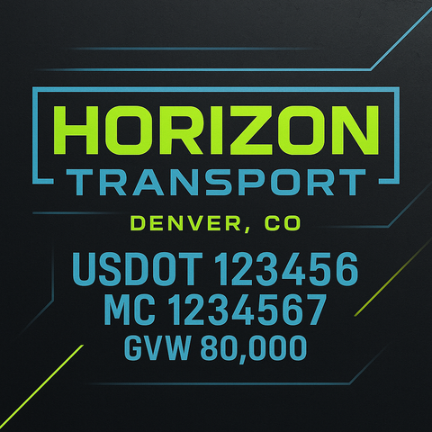 Custom Truck Door Lettering Decal Sticker Signs for US DOT Compliance | Custom USDOT Signs For Compliance | Add Your DOT, MC, GVW, CA, KYU, VIN Or Any Regulation Numbers You Need (Set of 2)