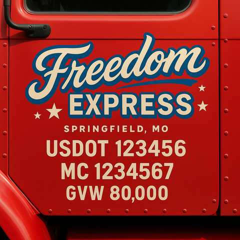 Custom Truck Door Lettering Decal Sticker Signs for US DOT Compliance | Custom USDOT Signs For Compliance | Add Your DOT, MC, GVW, CA, KYU, VIN Or Any Regulation Numbers You Need (Set of 2)
