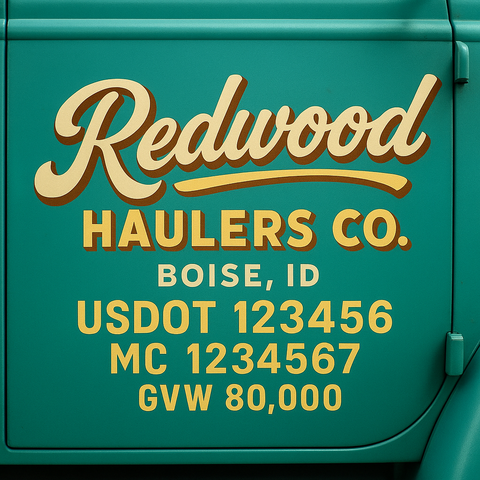 Custom Truck Door Lettering Decal Sticker Signs for US DOT Compliance | Custom USDOT Signs For Compliance | Add Your DOT, MC, GVW, CA, KYU, VIN Or Any Regulation Numbers You Need (Set of 2)
