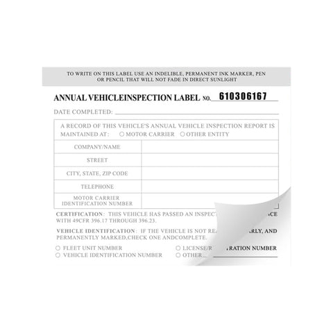 Annual Vehicle Inspection Label Decal Sticker For Compliance