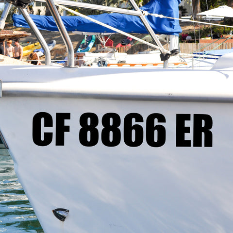 boat registration number sticker