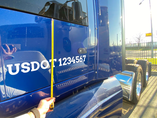 measuring usdot decal on truck door