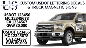 usdot lettering decals & usdot magnetic signs
