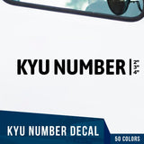 KYU Number Decal, (Set of 2)
