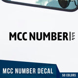 MCC Number Decal, (Set of 2)