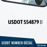USDOT Number Decal, (Set of 2)