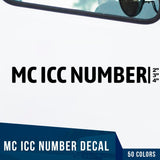 MC ICC Number Decal, (Set of 2)