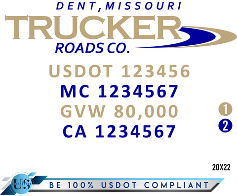  Truck Door Decal with USDOT & MC