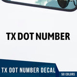 tx dot number decal