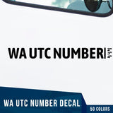WA UTC Number Decal, (Set of 2)