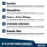 Curved Company Name 1 Line + 2 Location or Regulation Number Decal, (Set of 2)