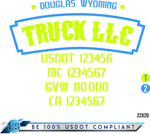 Door Company Name with USDOT,MC,GVW Number Decal