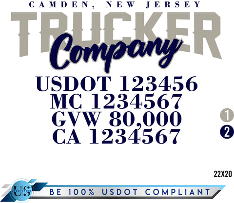 Door Company Name with USDOT,MC,GVW Number Decal