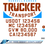 Door Company Name with USDOT,MC,GVW Number Decal