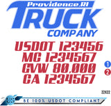 Door Company Name with USDOT,MC,GVW Number Decal