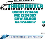 Door Company Name with USDOT,MC,GVW Number Decal