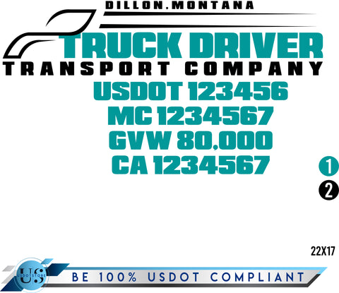 Door Company Name with USDOT,MC,GVW Number Decal