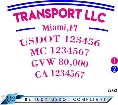 Door Company Name with USDOT,MC,GVW Number Decal