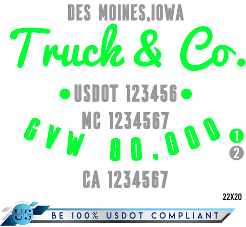 Door Company Name with USDOT,MC,GVW Number Decal