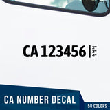 CA Number Decal, (Set of 2)
