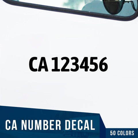 CA Number Decal Sticker