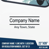 Truck Door Decal, Company Name, Location, USDOT