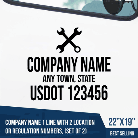 Truck Door Decal, Company Name, Location, USDOT, Mechanical