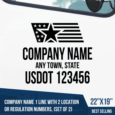 Truck Door Decal, Company Name, Location, USDOT, Americana