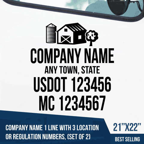 Truck Door Decal, Company Name, Location, USDOT, MC, Family Farm
