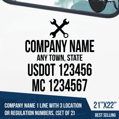 Truck Door Decal, Company Name, Location, USDOT, MC, Mechanical