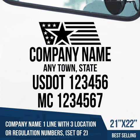 Truck Door Decal, Company Name, Location, USDOT, MC, Americana