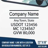 Truck Door Decal, Company Name, Location, USDOT, MC, GVW